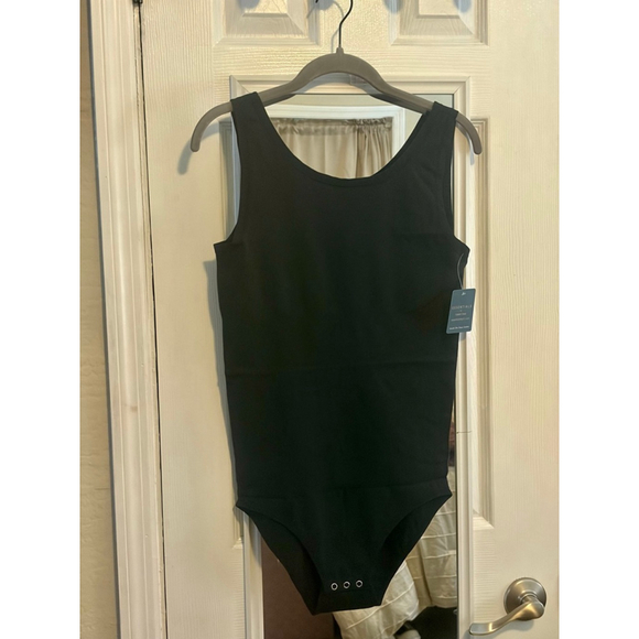 Essentials by Tummy Tank Tops - Revolve Women's Essentials by Tummy Tank Black Cotton Full Back Bodysuit 1X/2X